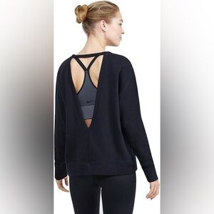 Nike Dri-Fit Black Versa Open Back Training Pullover Sweatshirt Women’s Size XS